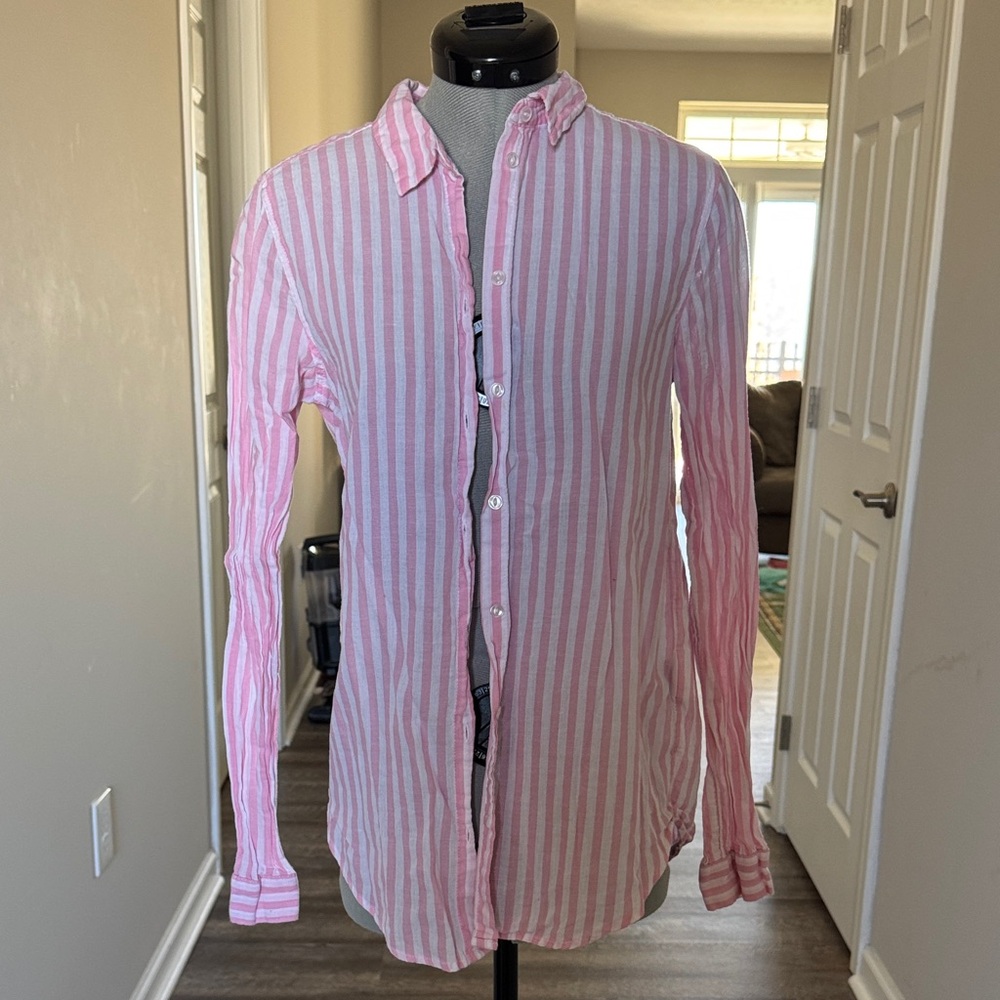 Pink Striped Women’s Button Up Shirt